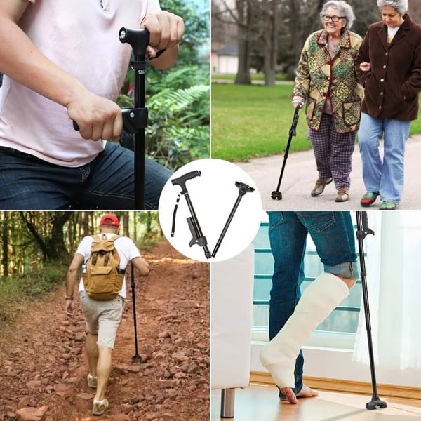 🔥💥Aluminum alloy with LED light non-slip foldable walking stick💥👵