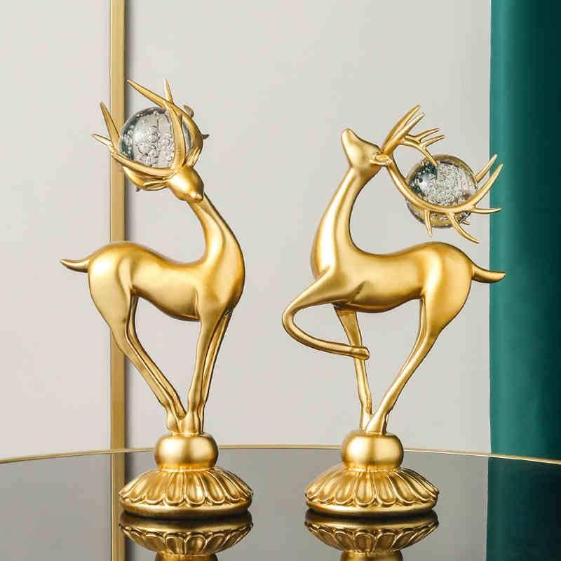 Handmade Golden Deer Animal Figurine