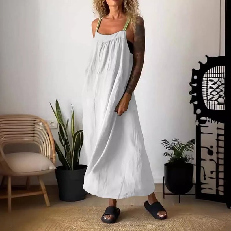 Women's Simple Cotton Linen Sling Dress🎉Buy 2 Save 15%