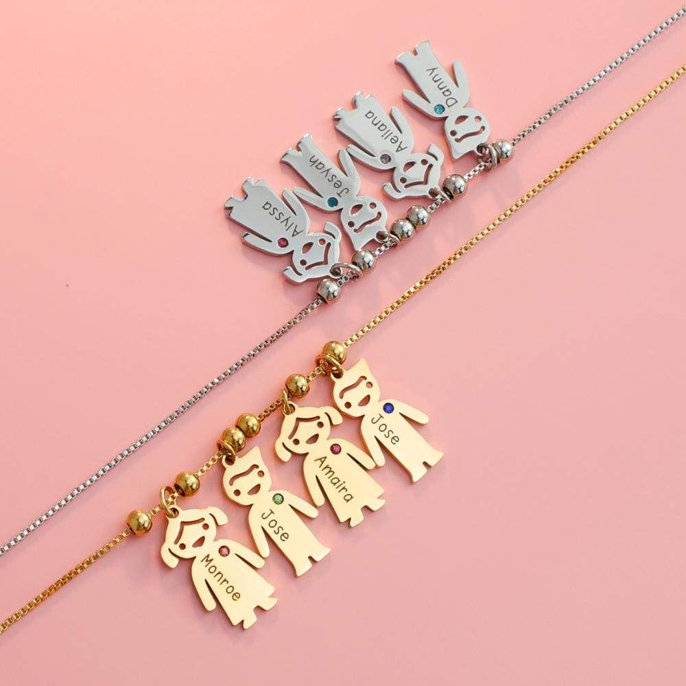 Mother's Day Gift Personalized Children Shape with Birthstone & Name Necklace