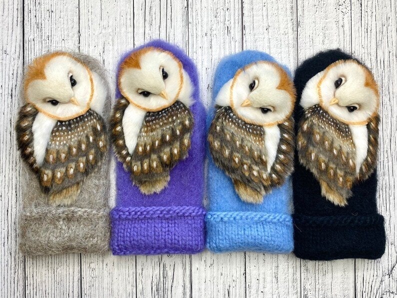 🔥Last day limited time offer 50% OFF🔥Hand Knitted Wool Nordic Mittens with Owls