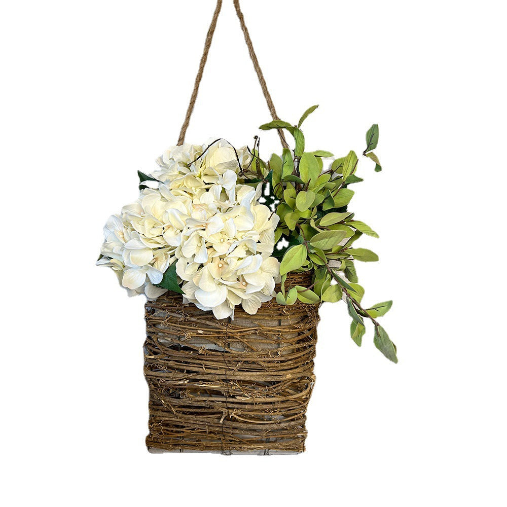 🎁🔥Promotion -50% OFF💐Cream Hydrangea Door Hanger Basket Wreath