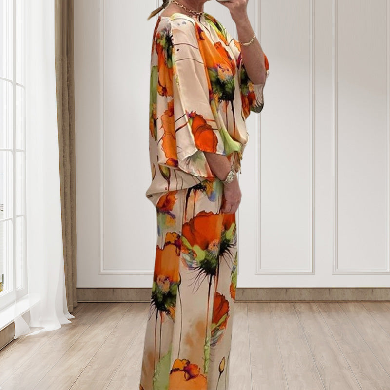 🔥BUY 2 GET 10% OFF💕Stylish Watercolor Floral Print Loose 2-Piece Suit