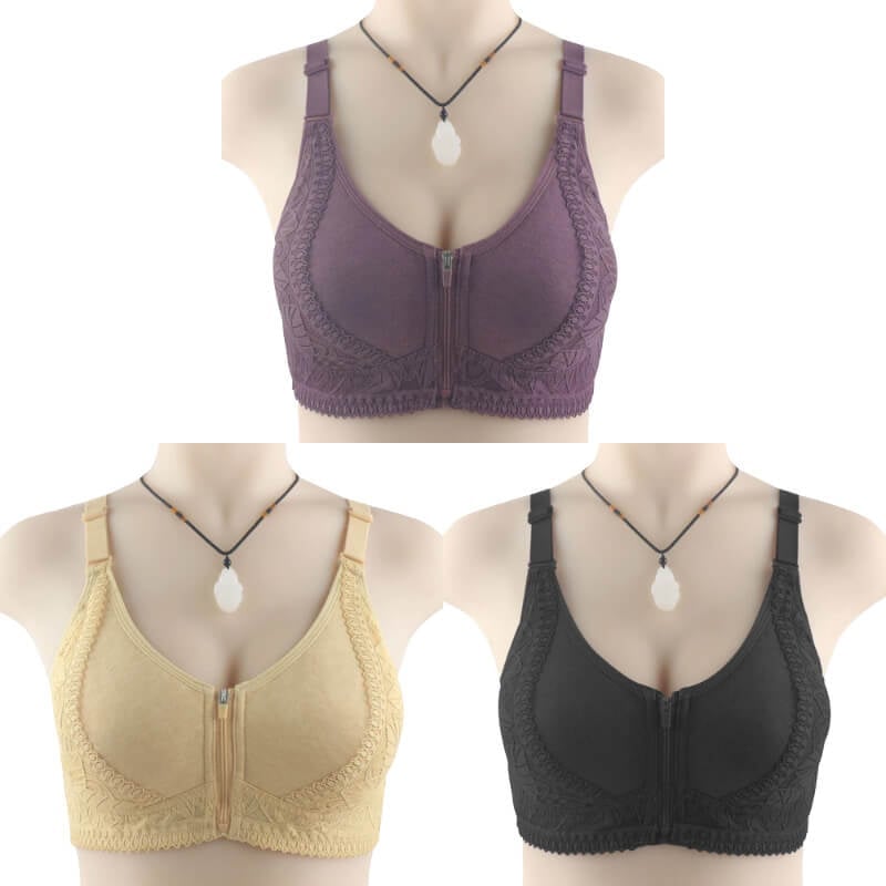 Womens zip front closure plus size bra