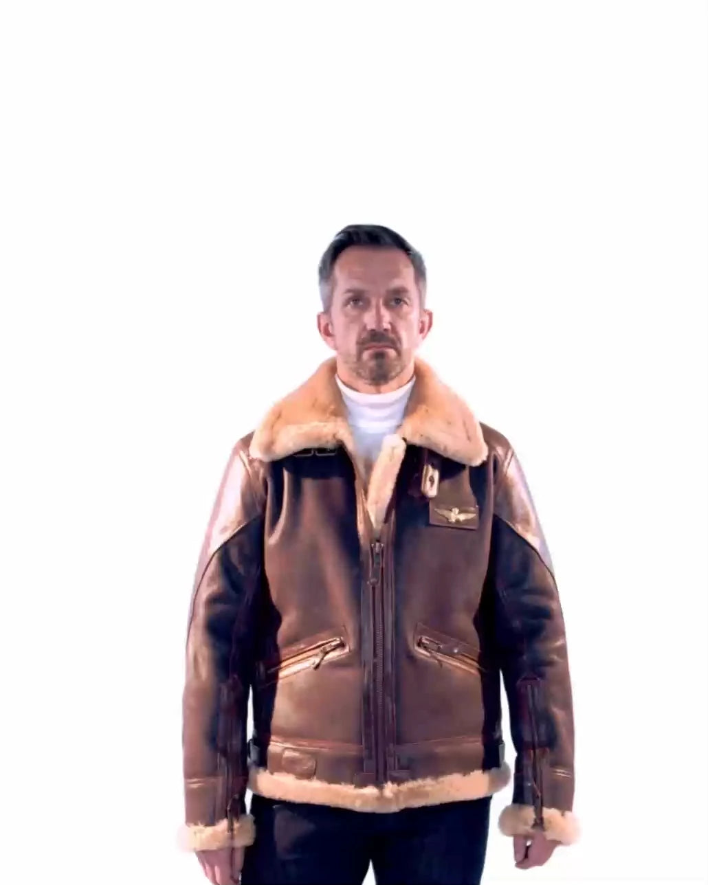 Pilot leather jacket-made of sheepskin