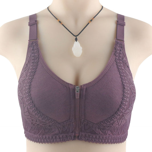 Womens zip front closure plus size bra