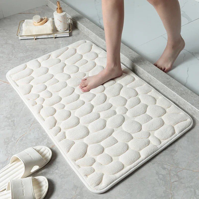 2022 New Arrival Cobblestone Embossed Bathroom Bath Mat