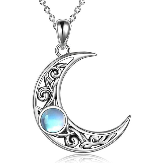 Opal Crescent Moon Necklace