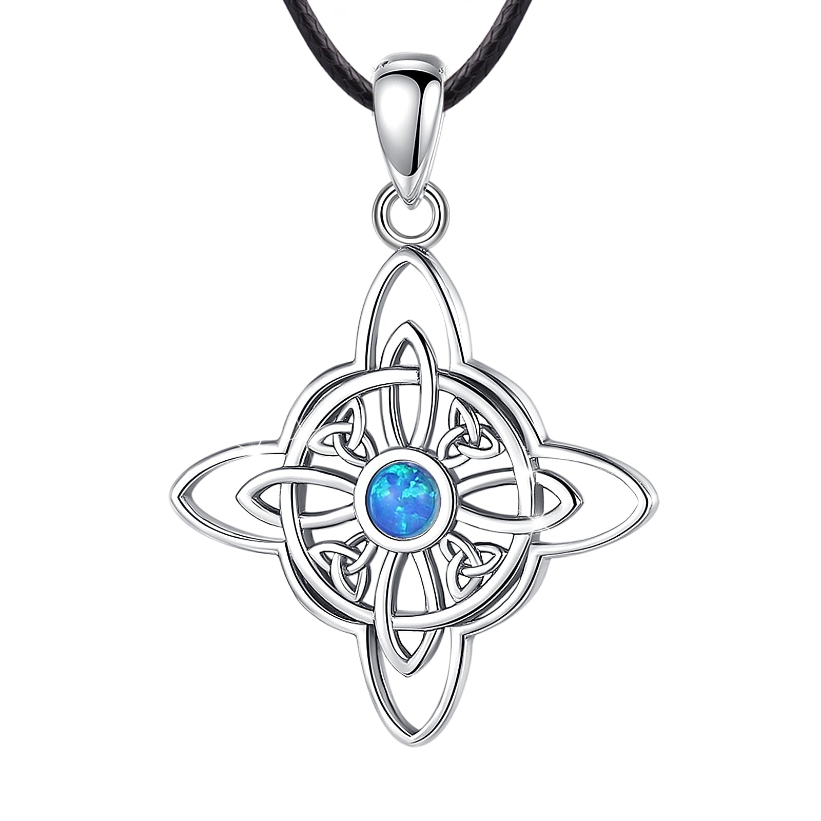 Witchcraft Celtic Knot Necklace Opal Wicca Amulet Necklace