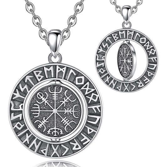 Rotatable Viking Runes Norse Viking Amulet Necklace