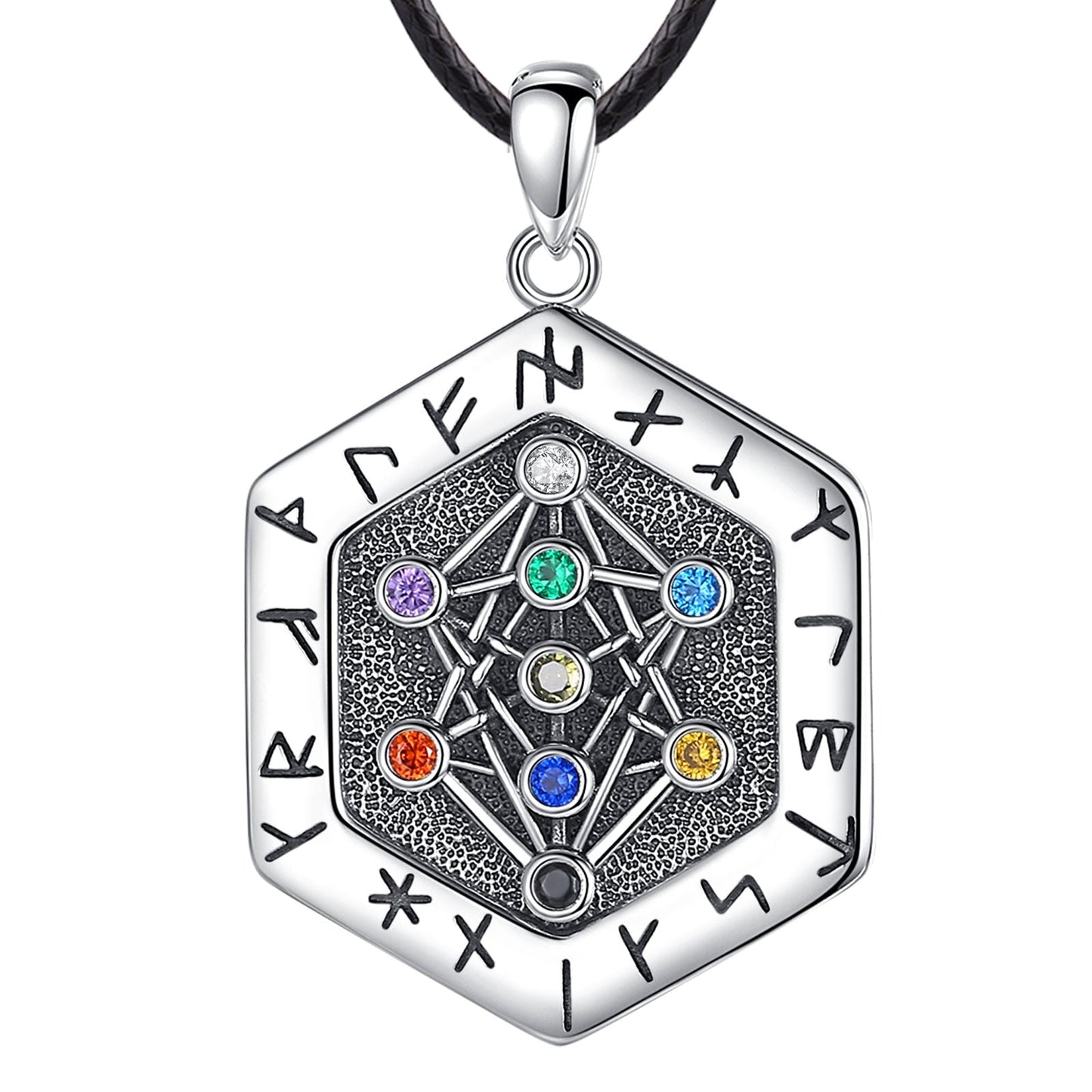 Viking Runes Necklace Tree of Life Amulet Pendant