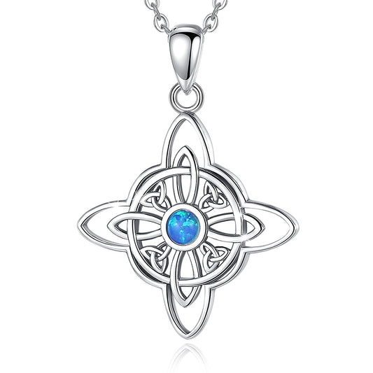Witchcraft Celtic Knot Necklace Opal Wicca Amulet Necklace