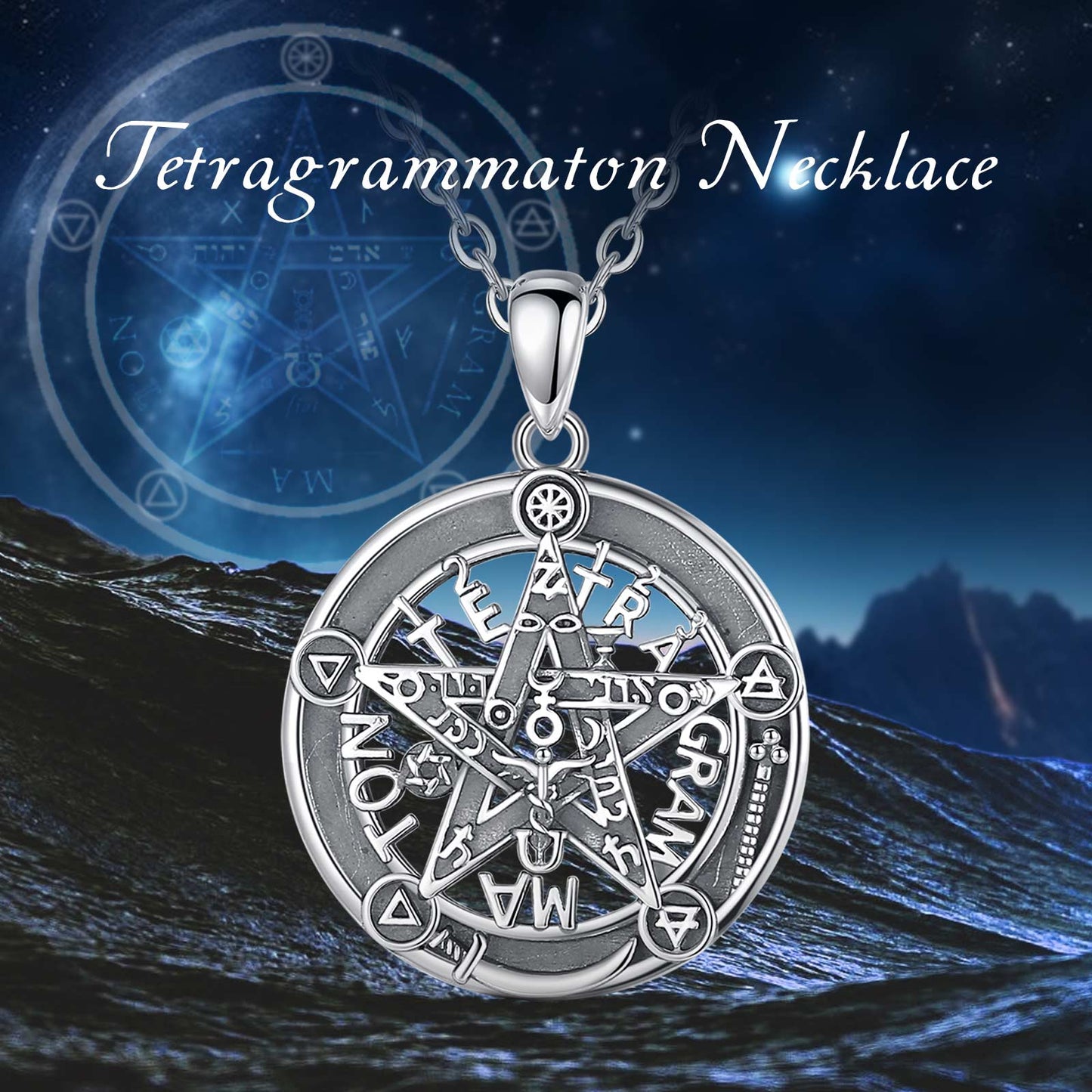 Runes Pentagram Wiccan Necklace Viking Jewelry