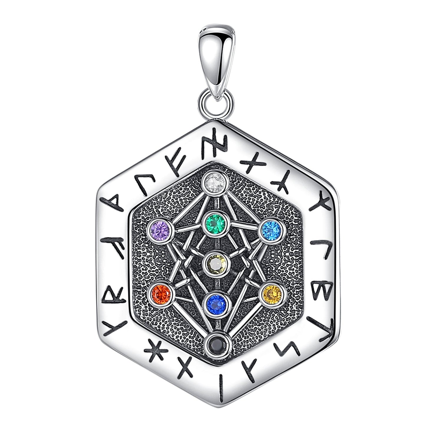 Viking Runes Necklace Tree of Life Amulet Pendant