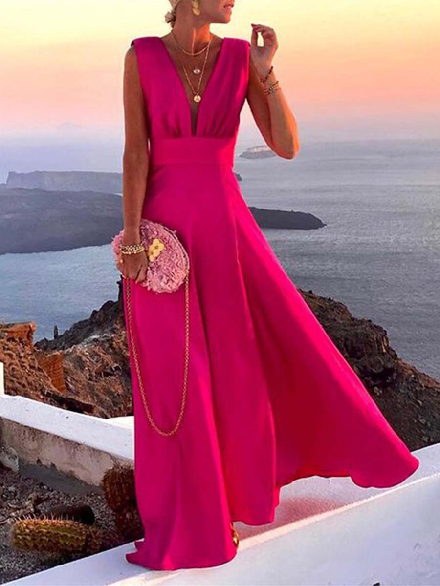 Solid Color Mid-waist Dress