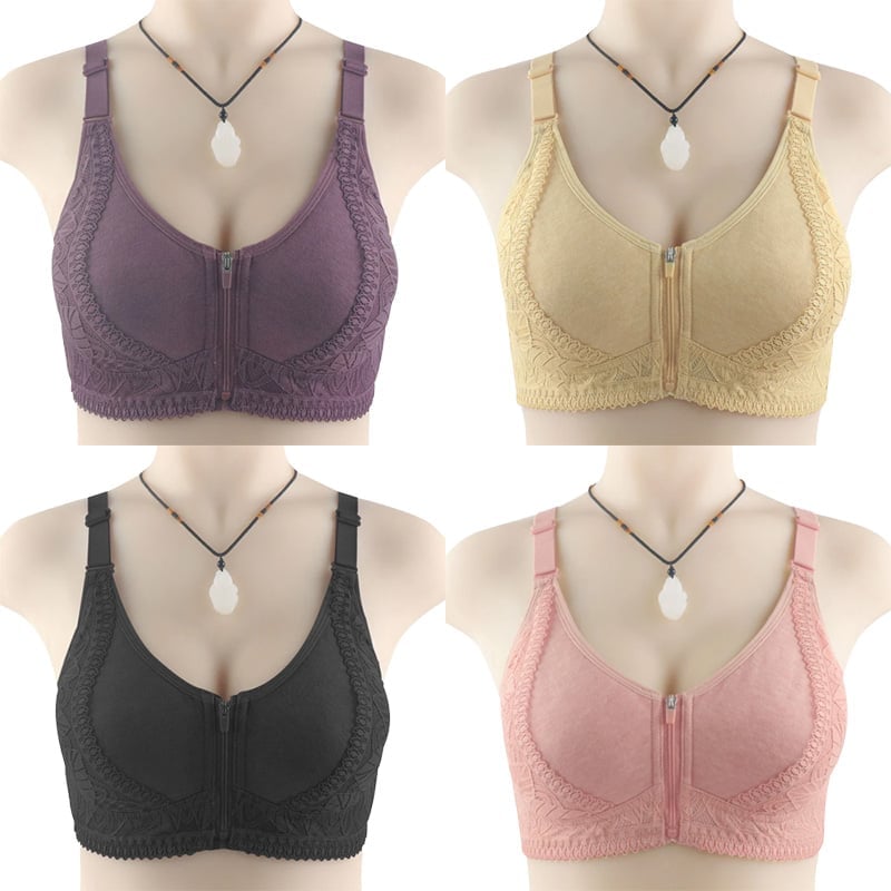 Womens zip front closure plus size bra